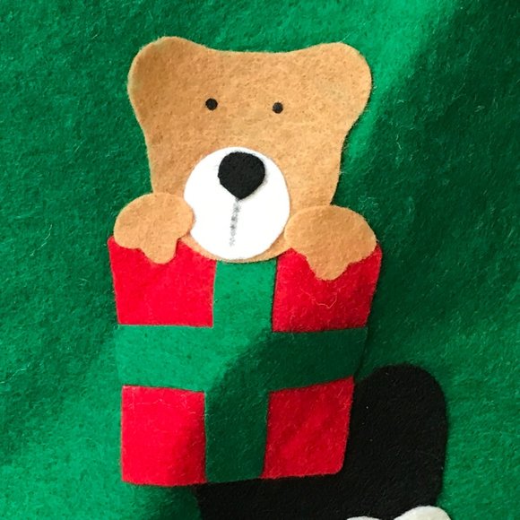 Vintage Christmas Tree Skirt Santa Chimney Felt Teddy Bear Candy Cane Snowflake - Picture 7 of 12
